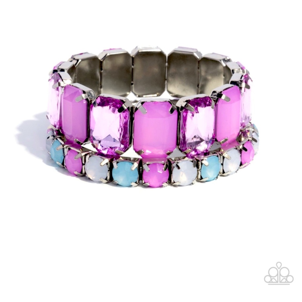 Elegant Pink and Blue Gemstone Bracelet